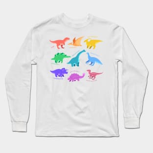 Cute Colorful Dinosaur Character for kids Long Sleeve T-Shirt